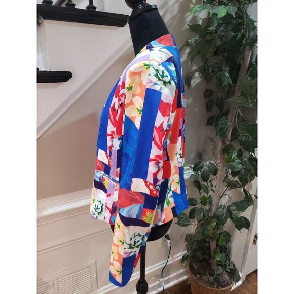 Women's Multicolor Floral Polyester Long Sleeve Open Front Jacket Blazer Size L - Picture 5 of 13